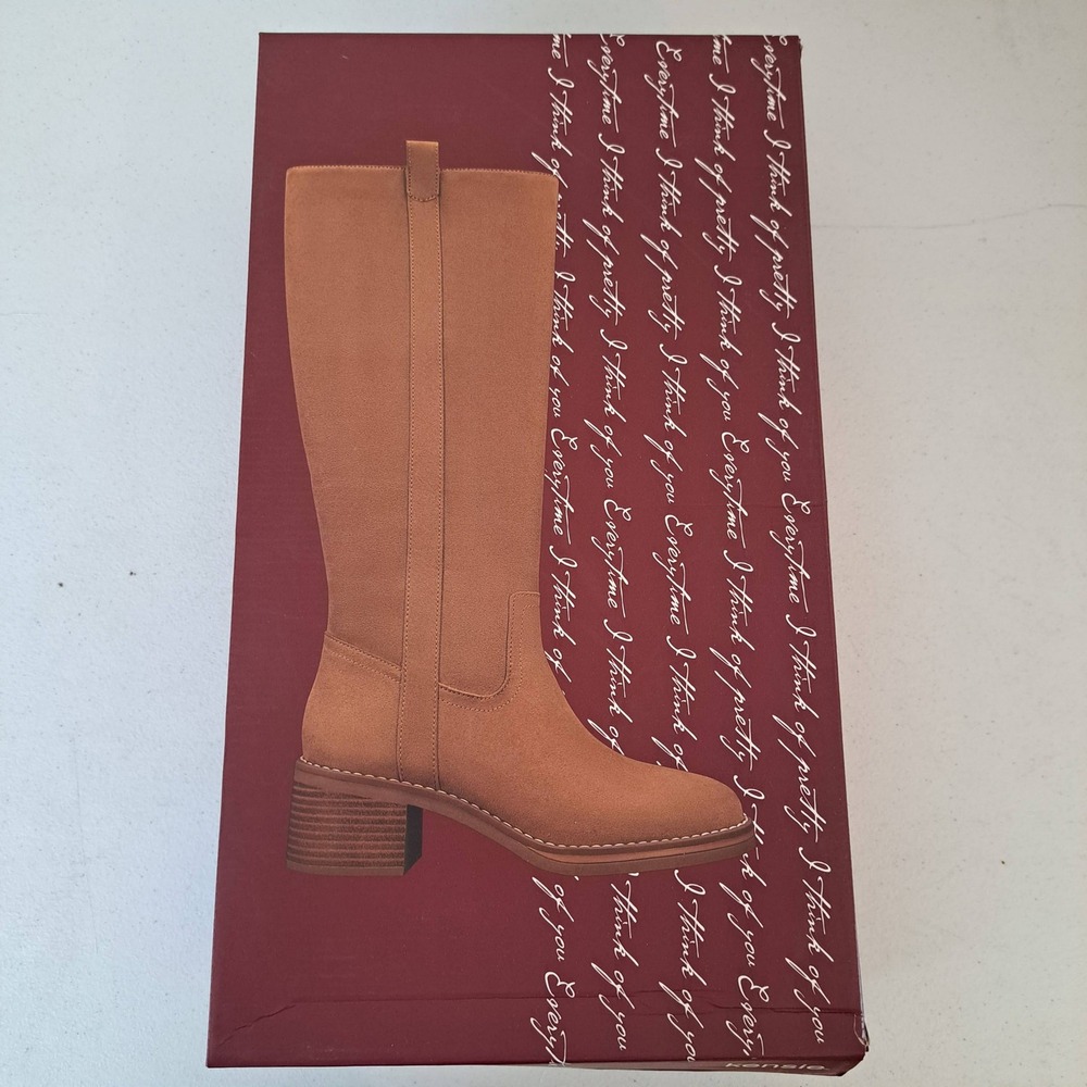 Kensie Naya B Tall Boots Womens 7 Brown New Faux Suede Block Heel 1171-320-B30